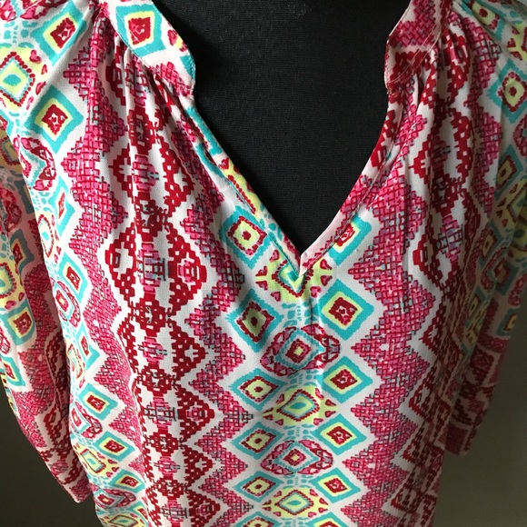TURQUOISE Haven Multicolor bright pattern top - Picture 3 of 7